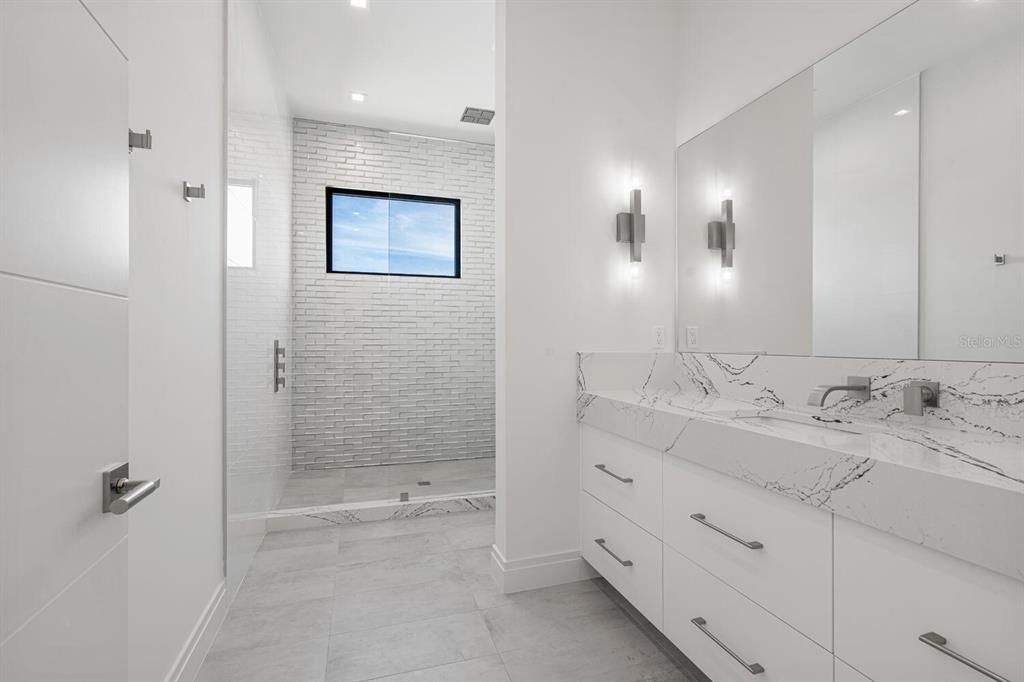 Bathroom, Glass Shower, Interior, Recessed Lighting