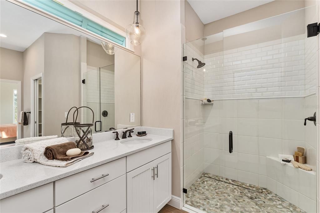 Bathroom, Glass Shower, Interior, Recessed Lighting