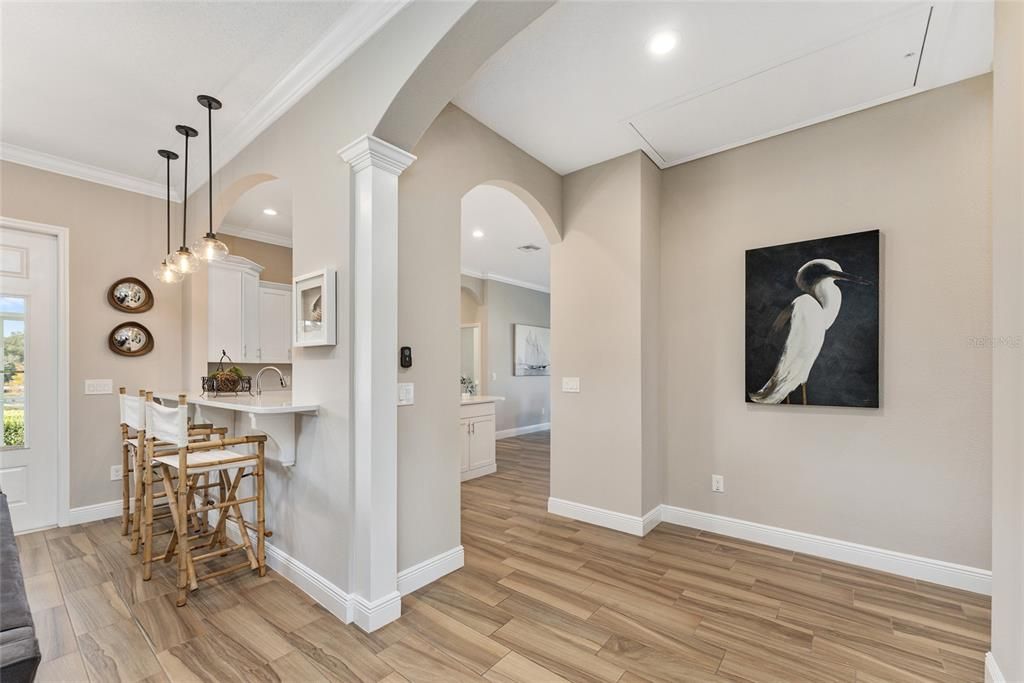 Interior, Pendant Lights, Recessed Lighting, Wood Texture Flooring