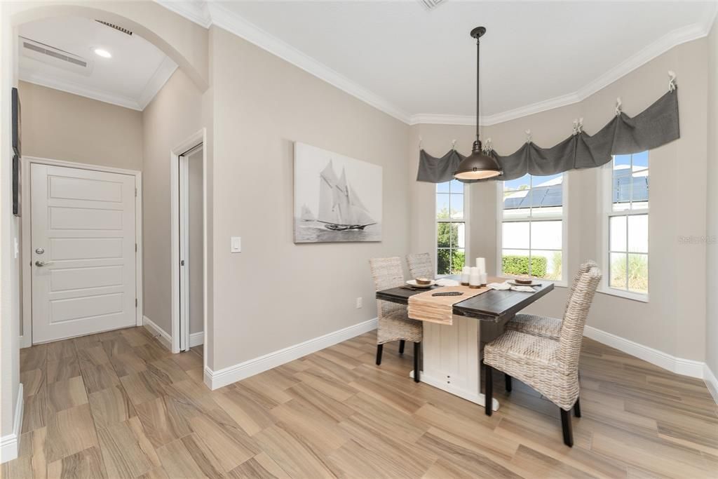 Home Office, Interior, Pendant Lights, Recessed Lighting, Wood Texture Flooring
