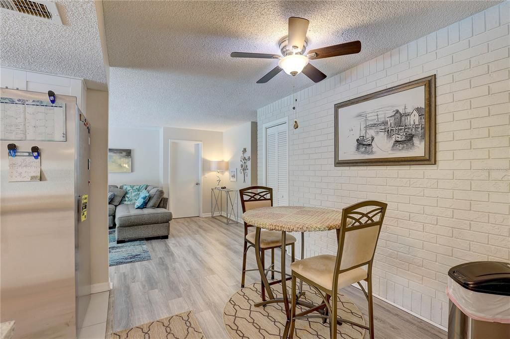 Dining room, Interior, Stone Walls, Wood Texture Flooring