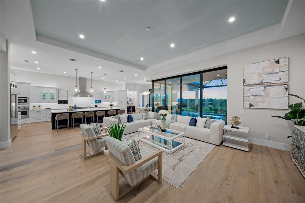 Interior, Kitchen, Living room, Pendant Lights, Recessed Lighting, Stainless Steel Appliances, Wood Texture Flooring