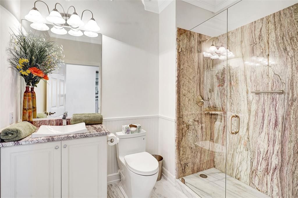 Bathroom, Glass Shower, Interior, Marble