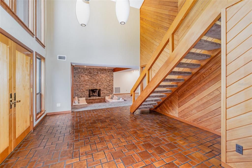 Fireplace, Interior, Stone Walls, Wooden Ceilings