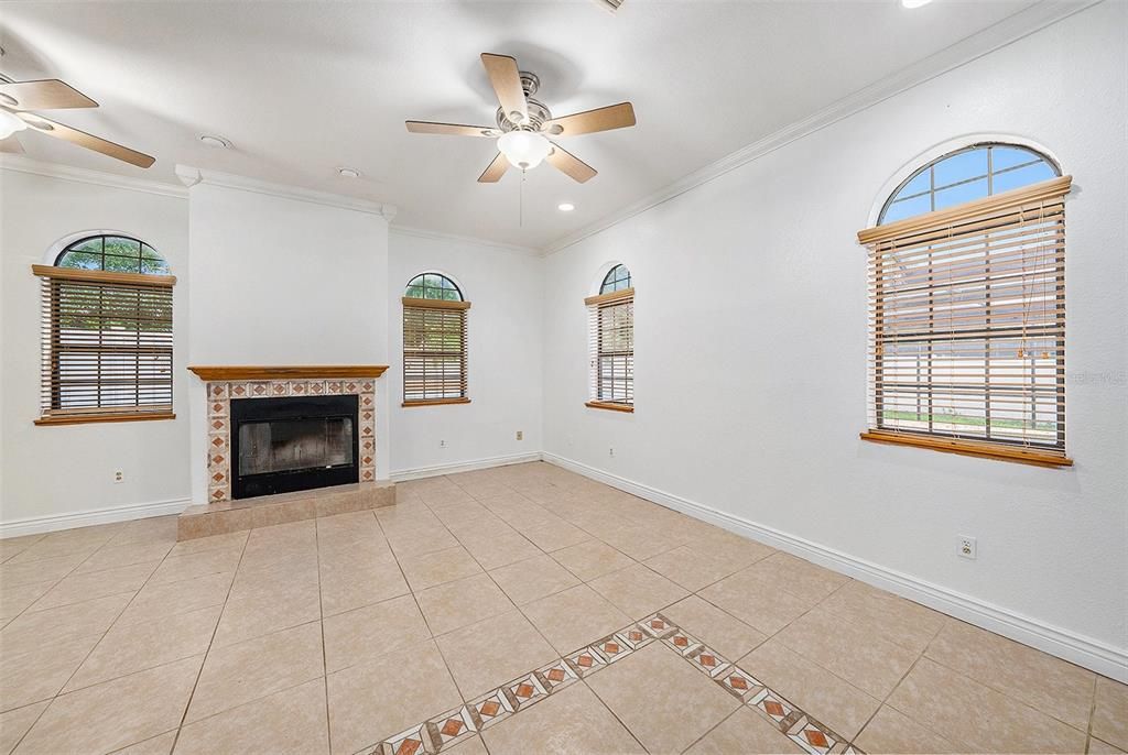 Empty room, Fireplace, Interior, Recessed Lighting