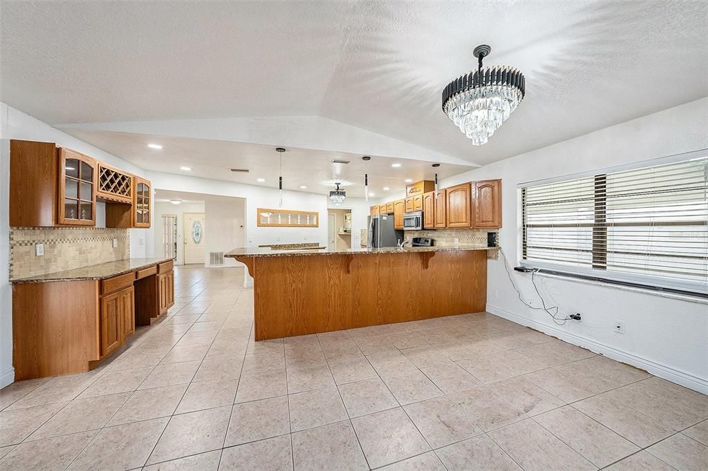 Chandelier, Interior, Kitchen, Pendant Lights, Recessed Lighting, Stainless Steel Appliances