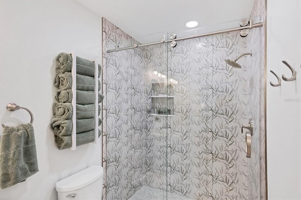 Bathroom, Glass Shower, Interior, Recessed Lighting