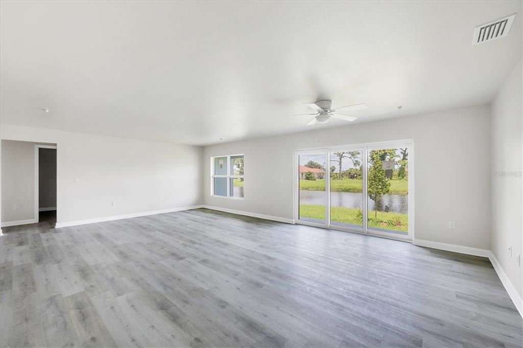 Empty room, Interior, Water, Wood Texture Flooring