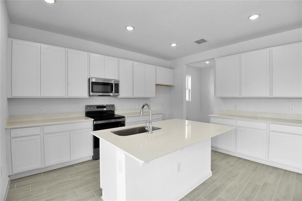 Interior, Kitchen, Recessed Lighting, Wood Texture Flooring