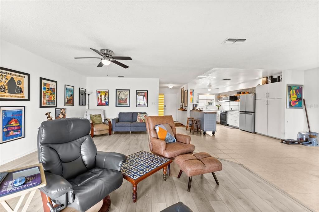 Dining room, Interior, Kitchen, Living room, Wood Texture Flooring