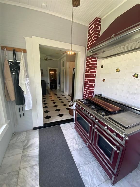 Interior, Kitchen, Marble, Pendant Lights, Stainless Steel Appliances