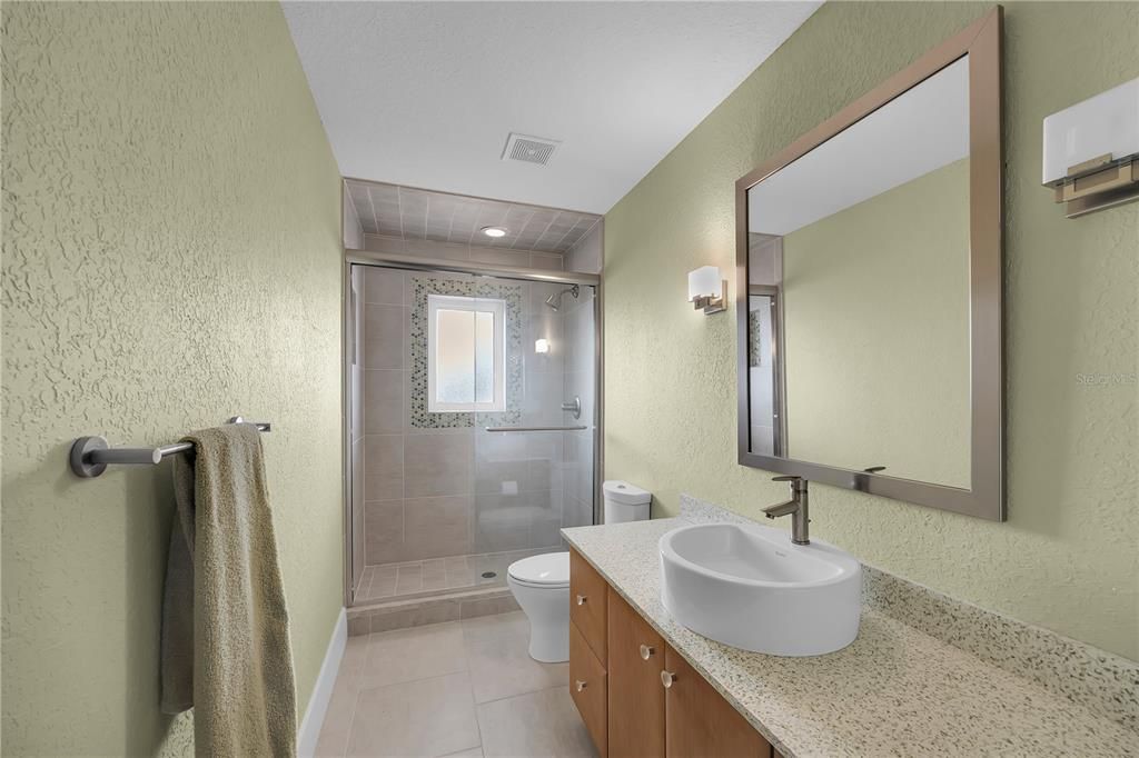 Bathroom, Dual Sink Vanities, Glass Shower, Interior, Recessed Lighting