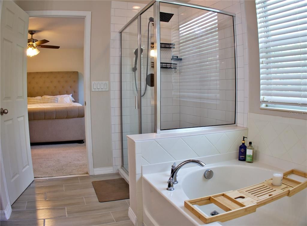 Bathroom, Bedroom, Glass Shower, Interior, Wood Texture Flooring