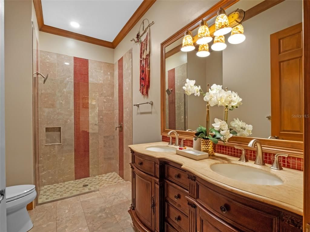 Bathroom, Dual Sink Vanities, Glass Shower, Interior, Recessed Lighting
