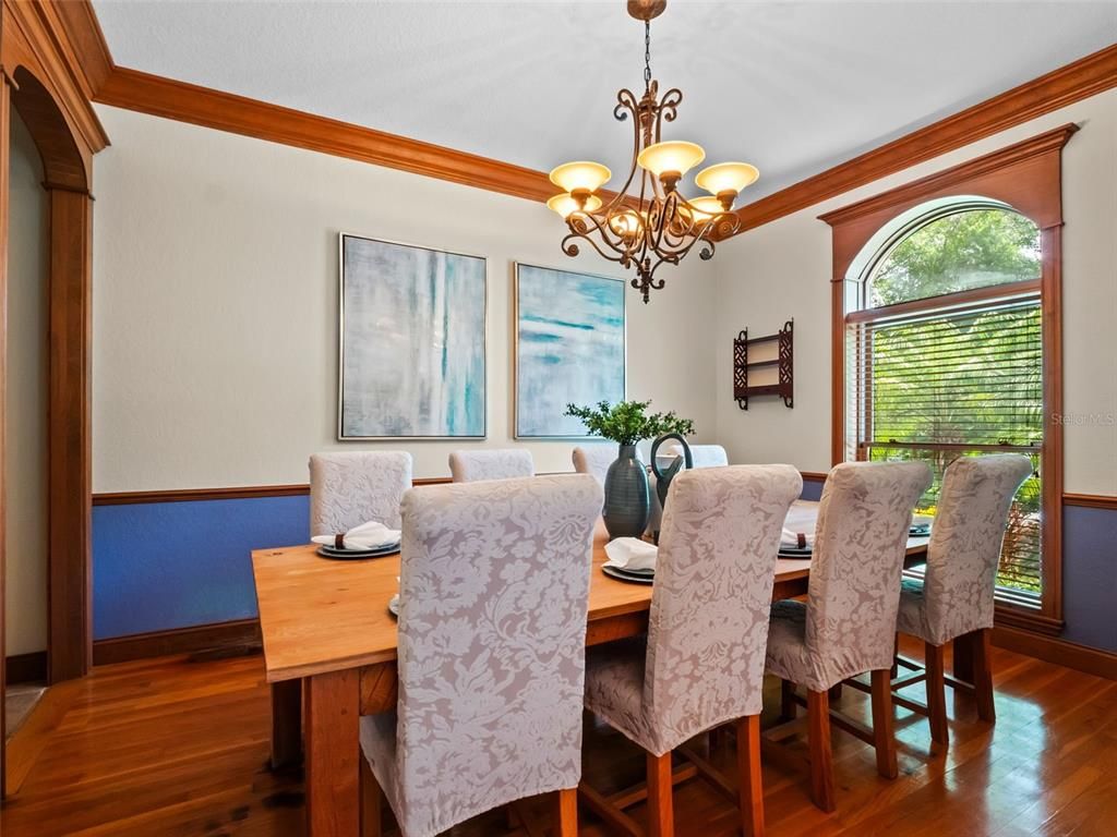 Chandelier, Dining room, Interior, Wood Texture Flooring