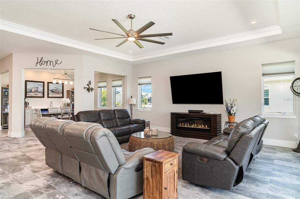 Fireplace, Interior, Living room, Recessed Lighting