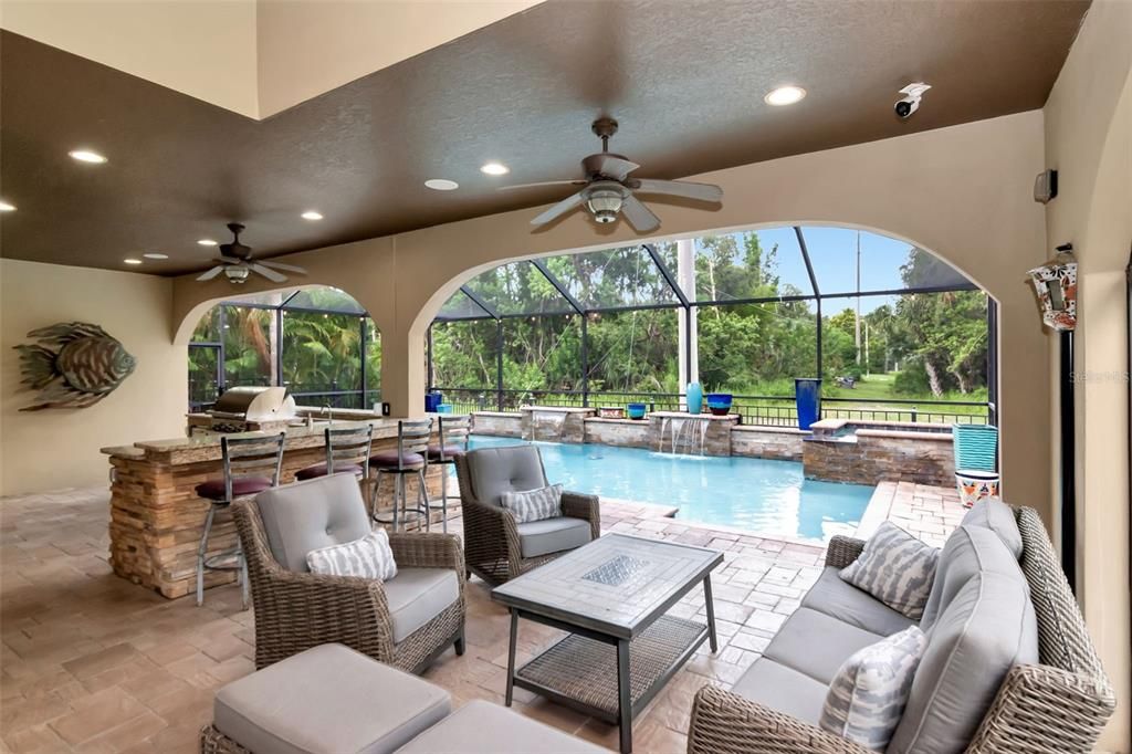Interior, Living room, Pool, Recessed Lighting, Sun Room
