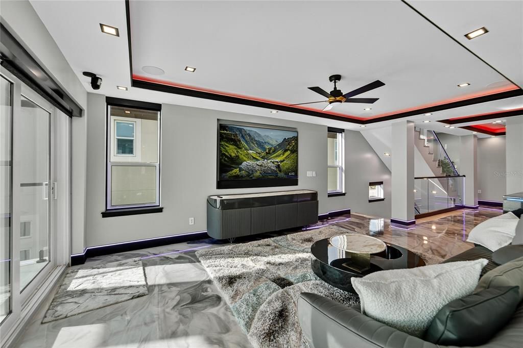 Interior, Living room, Marble, Recessed Lighting