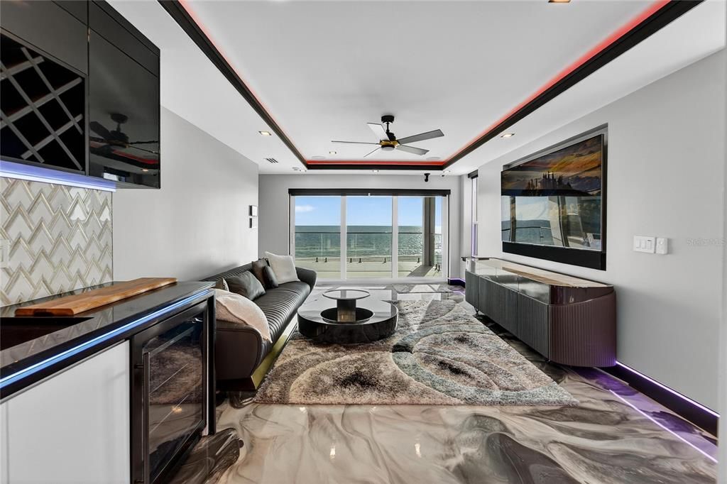 Interior, Living room, Marble, Recessed Lighting, Water