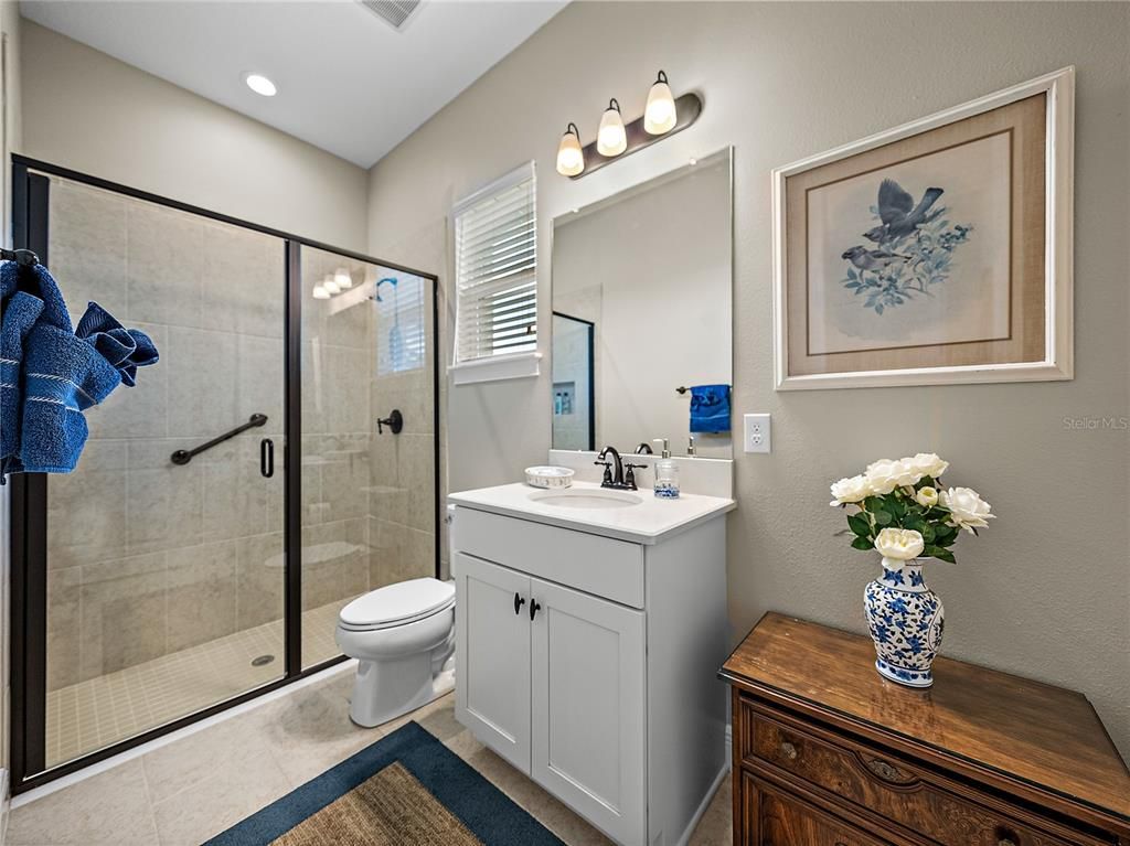 Bathroom, Glass Shower, Interior, Recessed Lighting