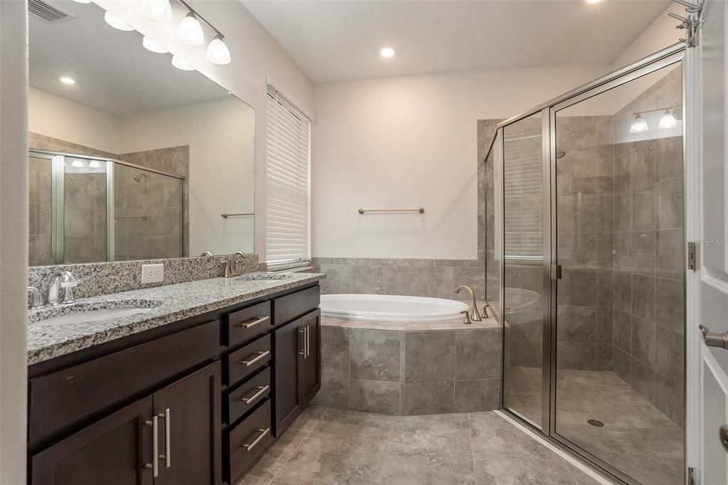 Bathroom, Dual Sink Vanities, Glass Shower, Interior, Recessed Lighting