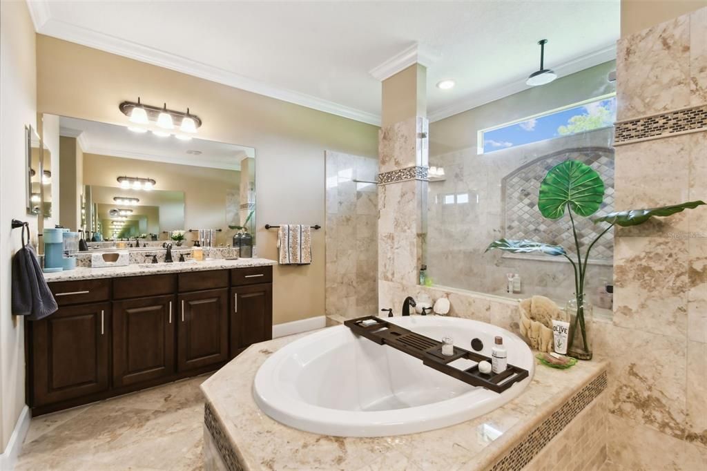 Bathroom, Dual Sink Vanities, Glass Shower, Interior, Recessed Lighting