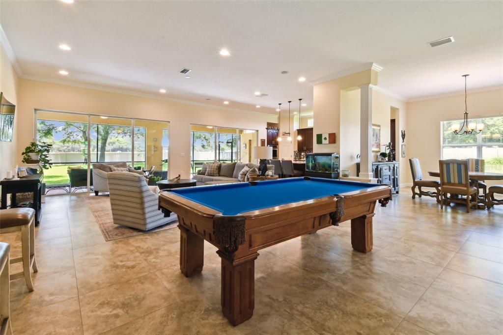 Billiard Table, Game Room, Interior, Pendant Lights, Recessed Lighting