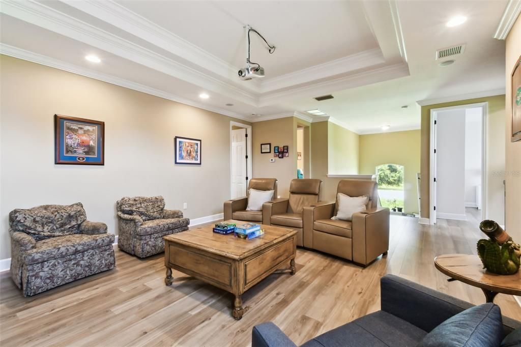 Interior, Living room, Recessed Lighting, Wood Texture Flooring