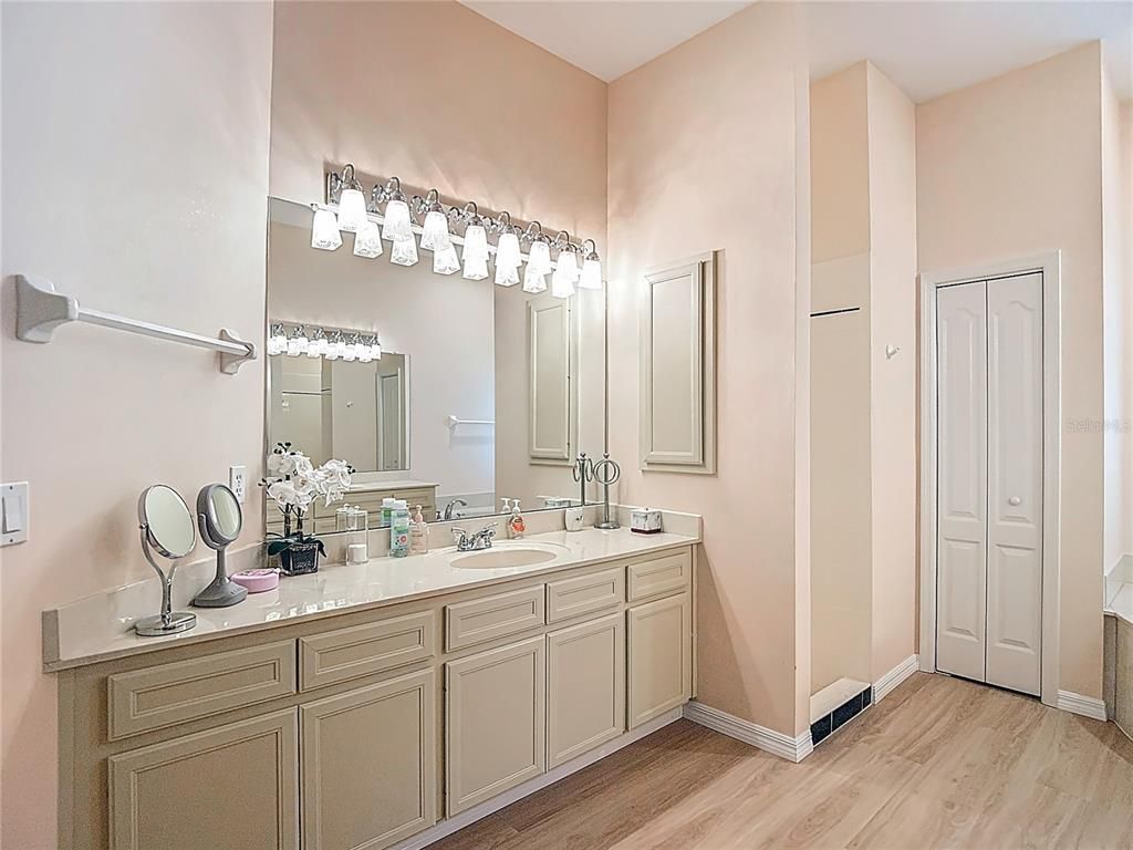 Bathroom, Dual Sink Vanities, Interior, Wood Texture Flooring