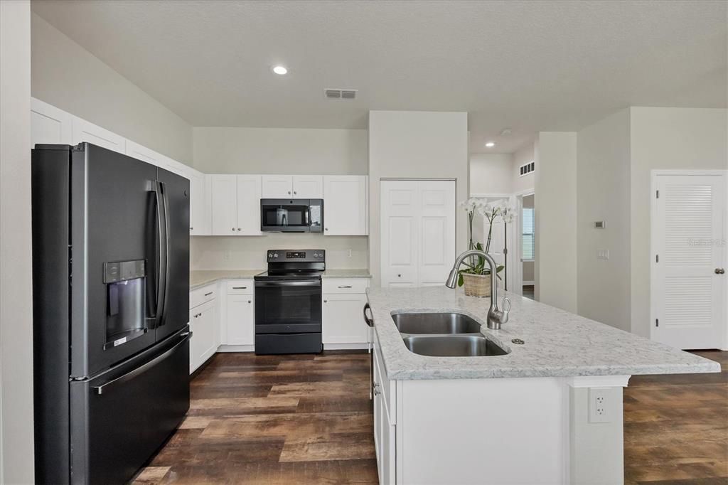 Interior, Kitchen, Recessed Lighting, Wood Texture Flooring