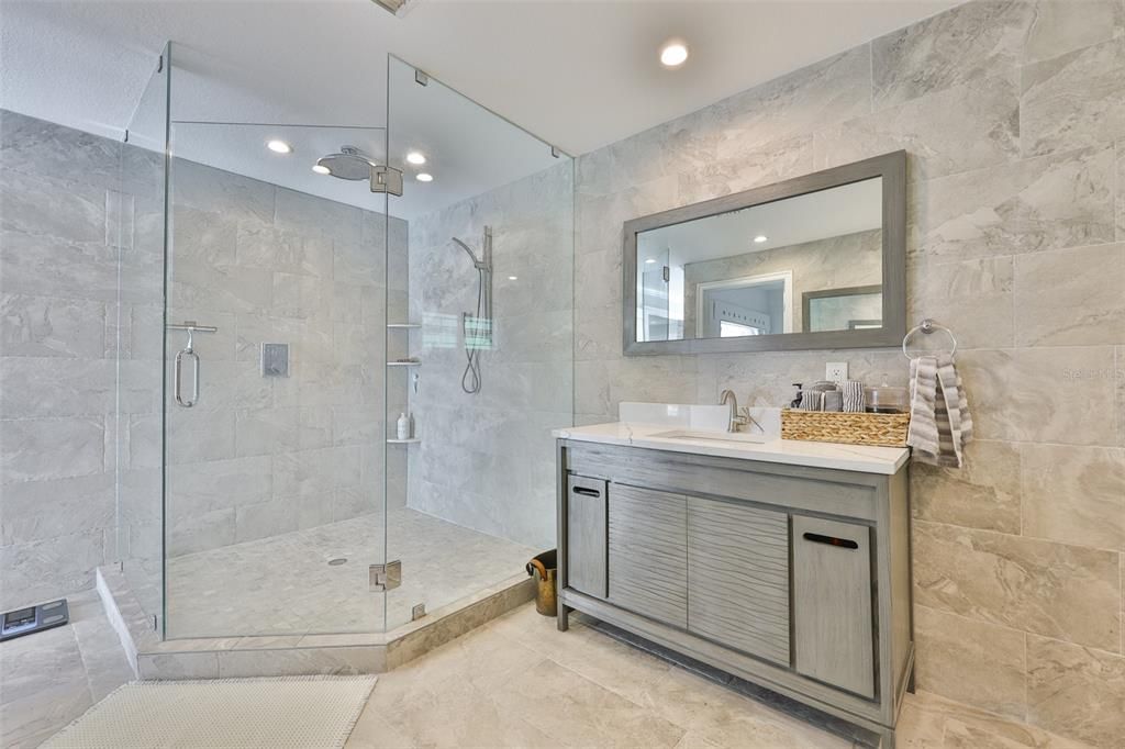 Bathroom, Glass Shower, Interior, Recessed Lighting
