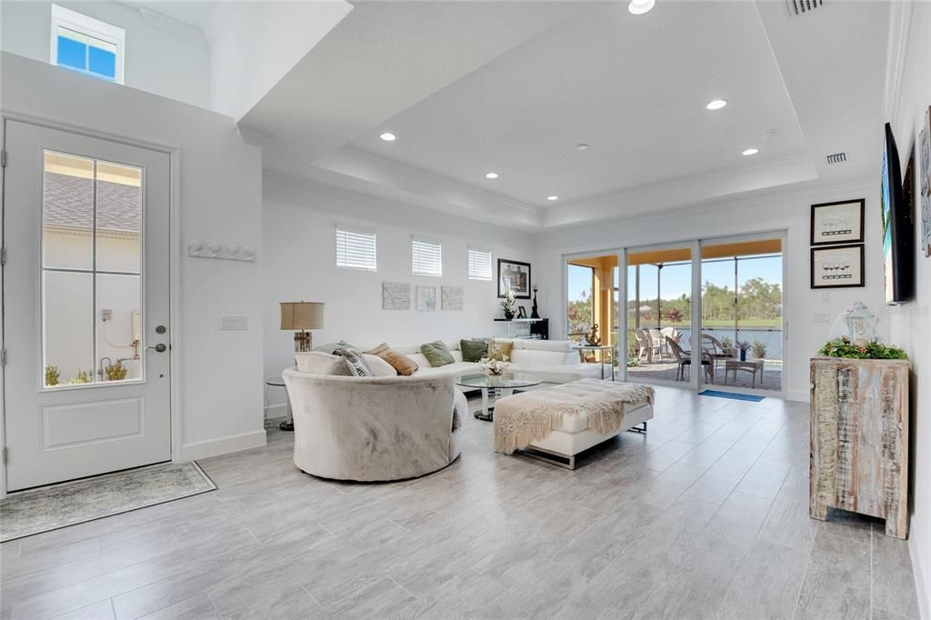 Interior, Living room, Recessed Lighting, Wood Texture Flooring