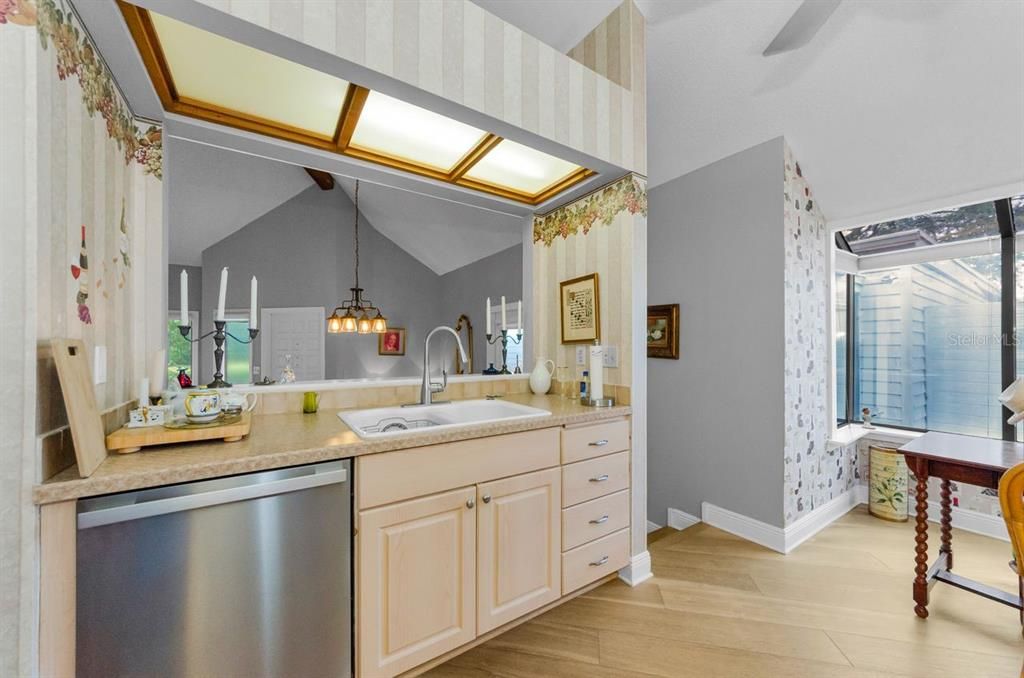 Interior, Kitchen, Pendant Lights, Wood Texture Flooring