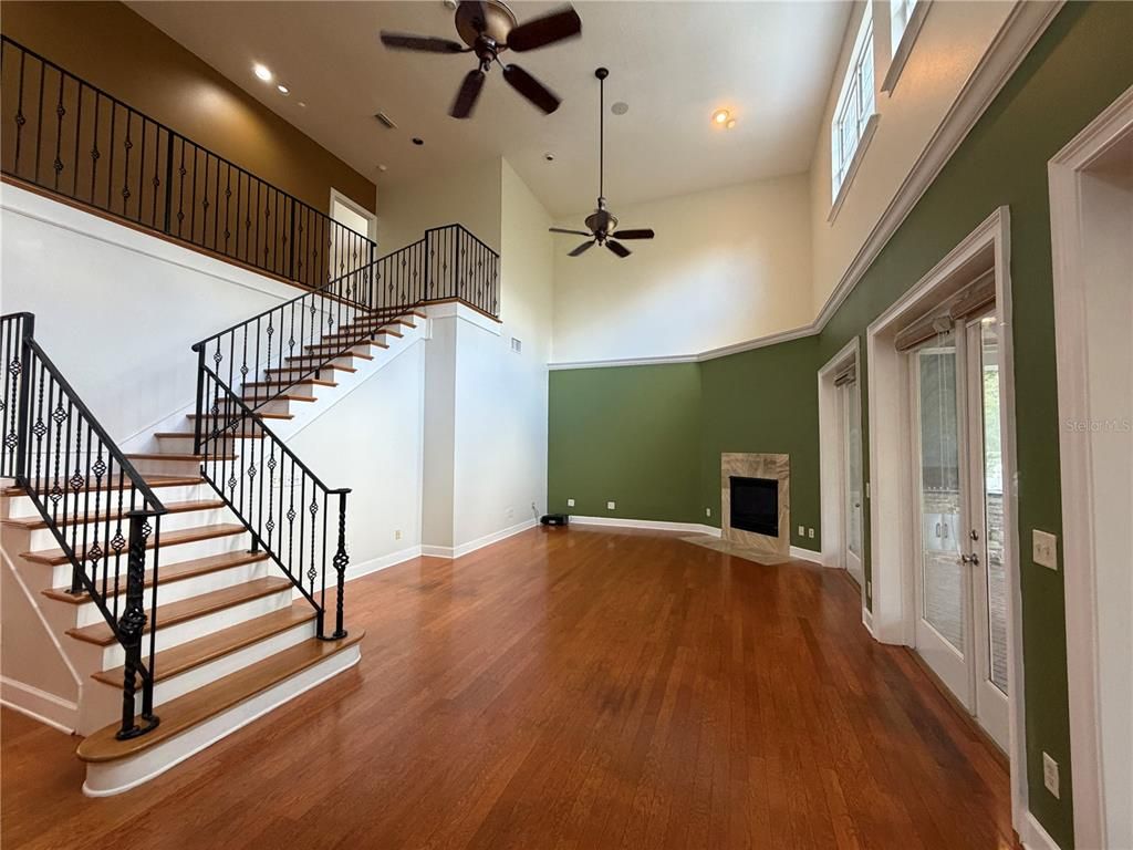 Fireplace, Interior, Recessed Lighting, Wood Texture Flooring