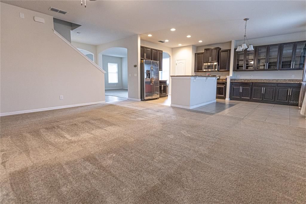 Empty room, Interior, Kitchen, Pendant Lights, Recessed Lighting