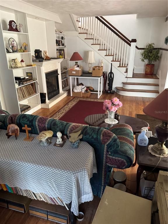 Dining room, Fireplace, Interior, Wood Texture Flooring