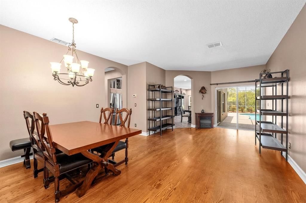 Chandelier, Dining room, Interior, Wood Texture Flooring