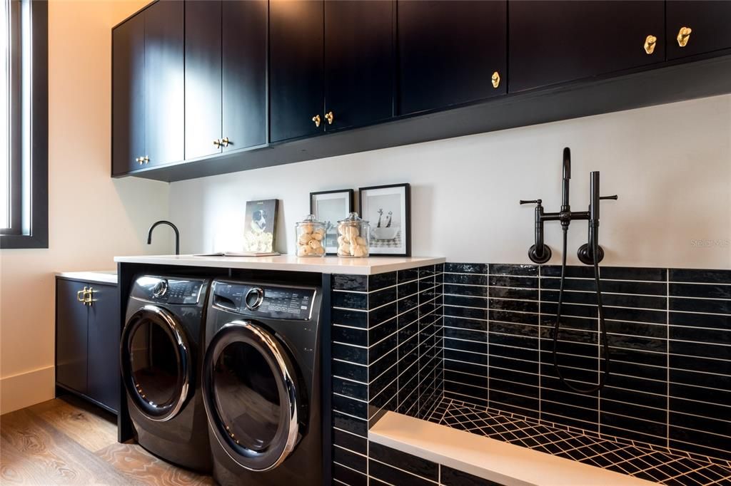 Interior, Washer, Wood Texture Flooring