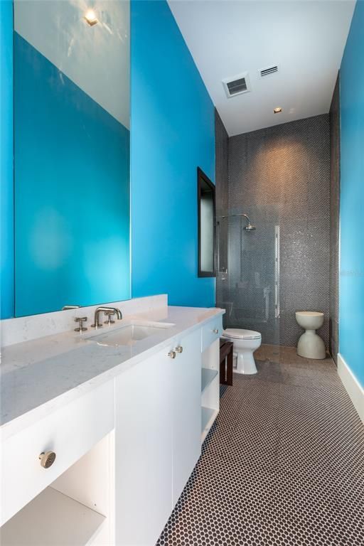 Bathroom, Glass Shower, Interior, Recessed Lighting