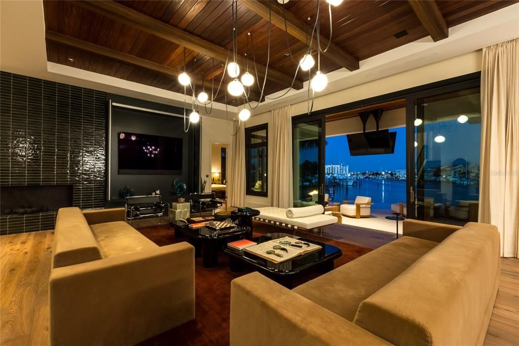 Interior, Living room, Pendant Lights, Wooden Beams, Wooden Ceilings, Wood Texture Flooring