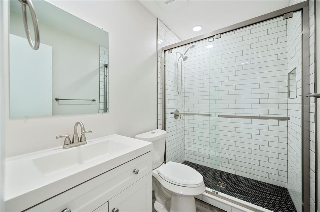 Bathroom, Glass Shower, Interior, Recessed Lighting