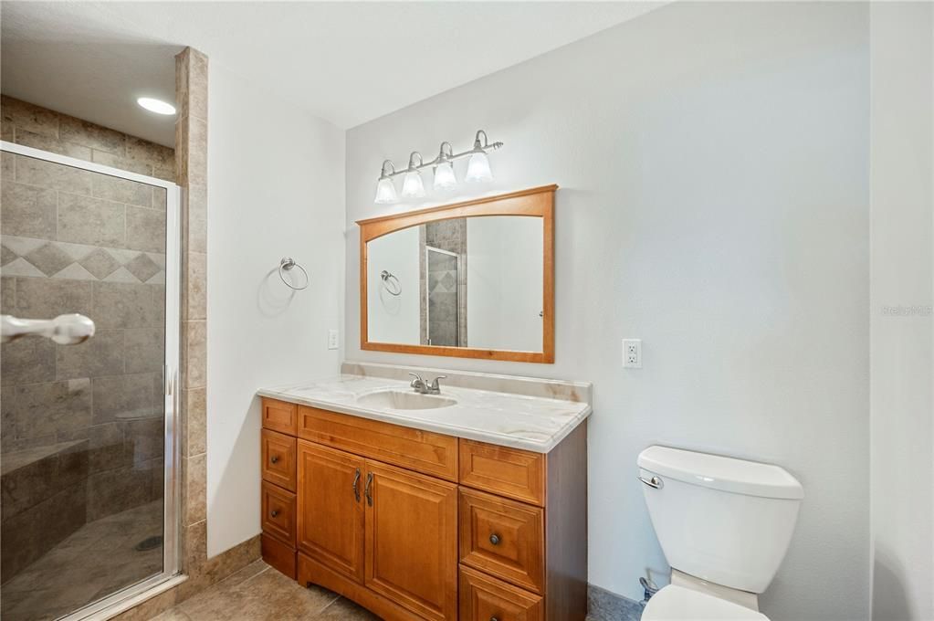 Bathroom, Glass Shower, Interior, Recessed Lighting