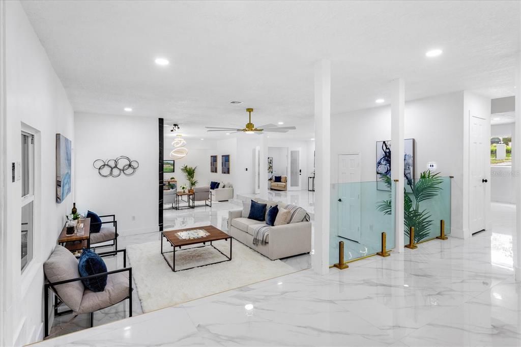 Interior, Living room, Marble, Recessed Lighting