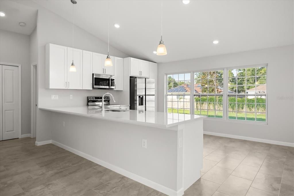 Interior, Kitchen, Pendant Lights, Recessed Lighting, Stainless Steel Appliances