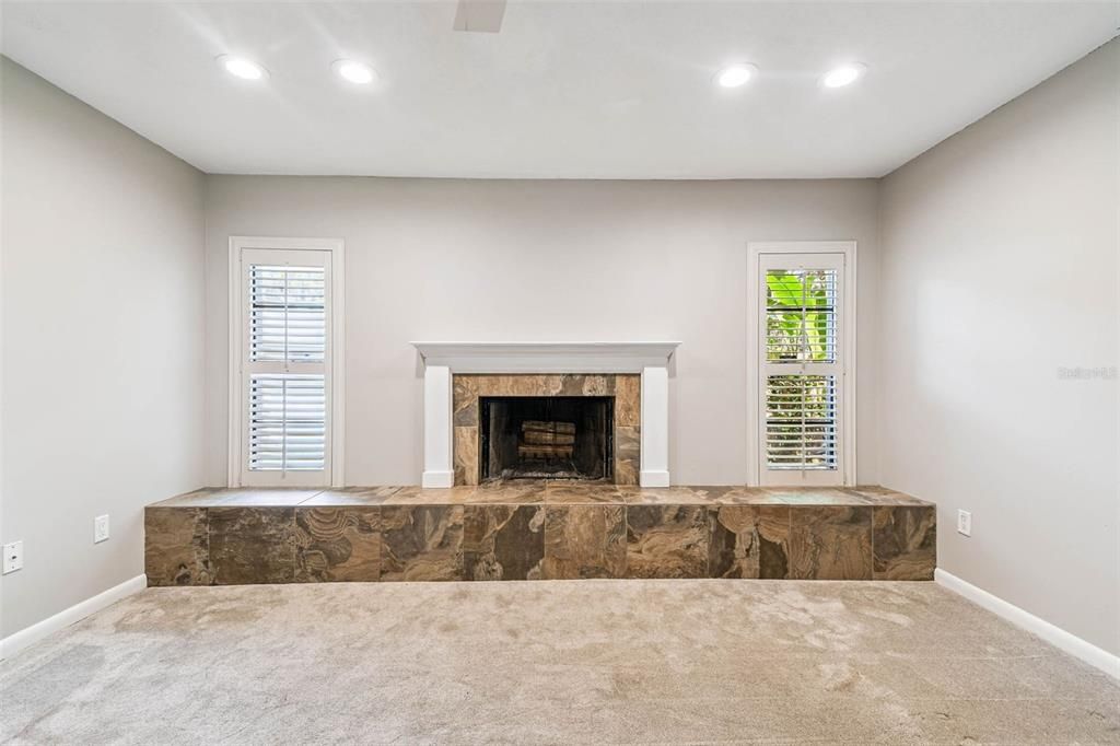Empty room, Fireplace, Interior, Recessed Lighting