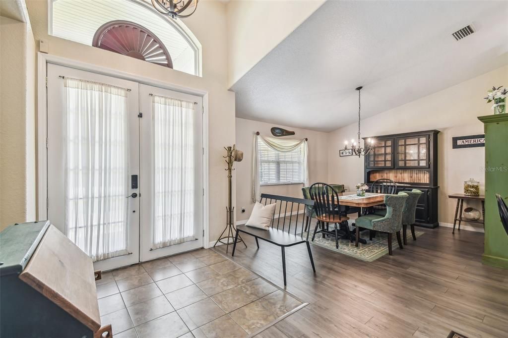 Chandelier, Dining room, Interior, Wood Texture Flooring
