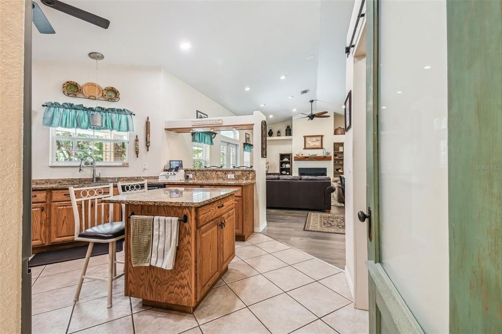 Interior, Kitchen, Living room, Recessed Lighting, Wood Texture Flooring