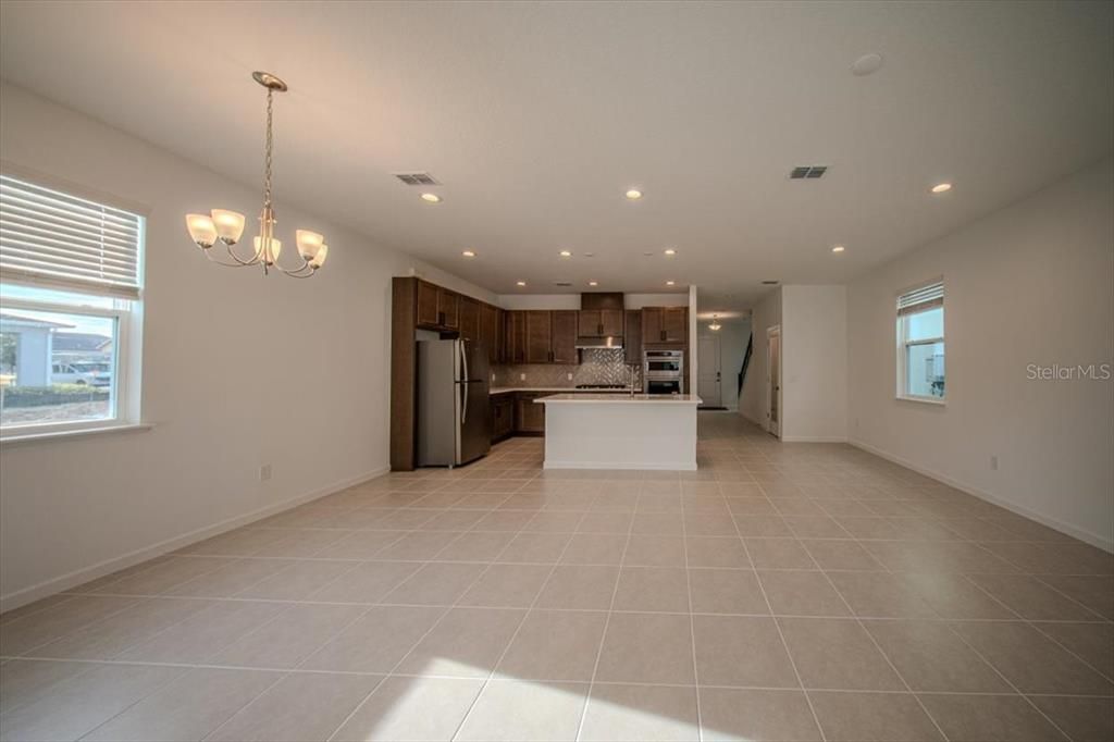 Chandelier, Interior, Kitchen, Recessed Lighting, Stainless Steel Appliances