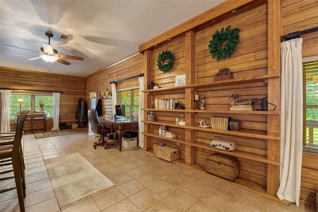 Home Office, Interior, Wooden Walls