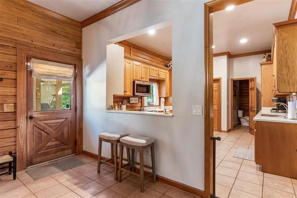 Interior, Kitchen, Recessed Lighting, Wooden Walls